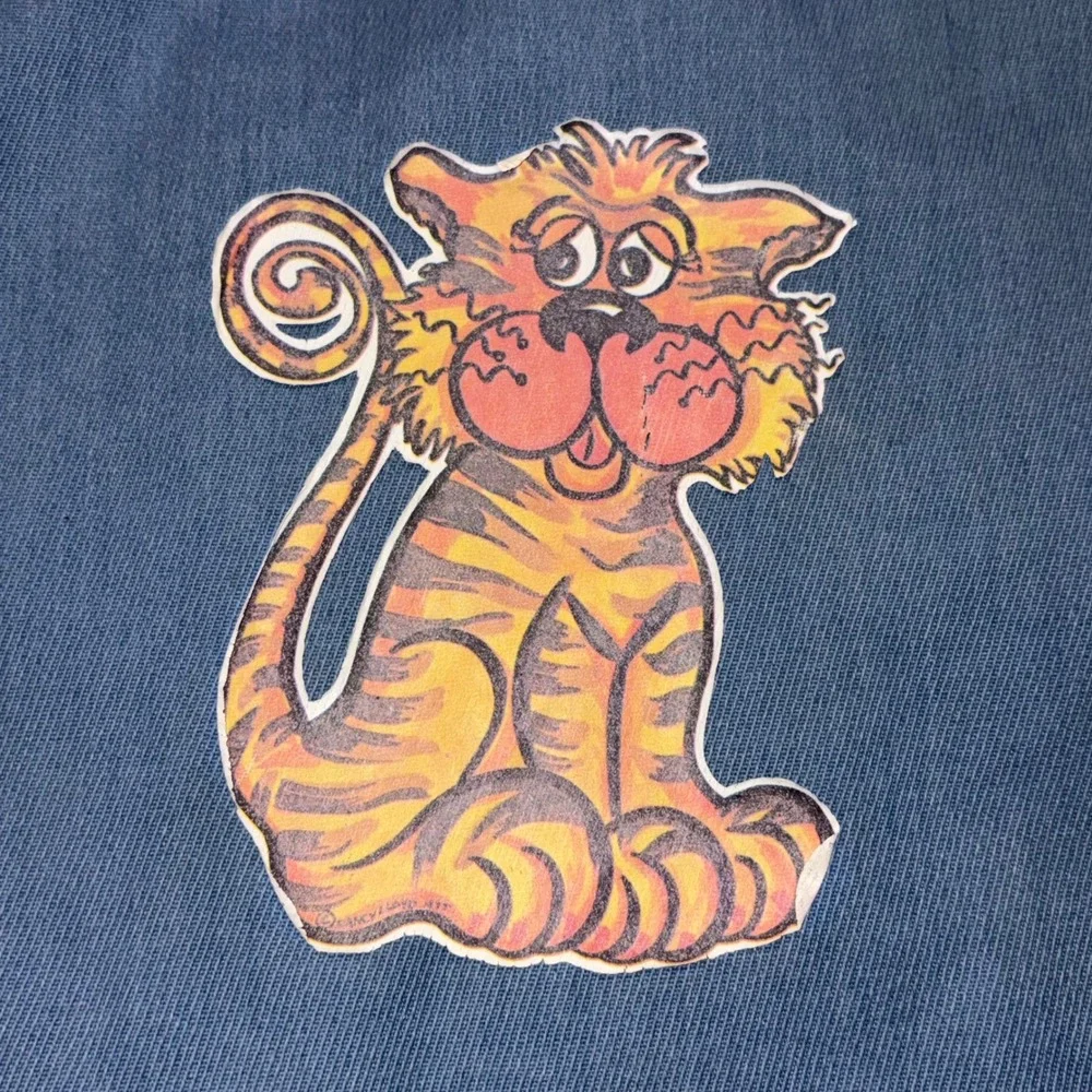 Vintage 1977 Nancy Lloyd Tiger Graphic Laundry Bag Blue Drawstring Storage Large